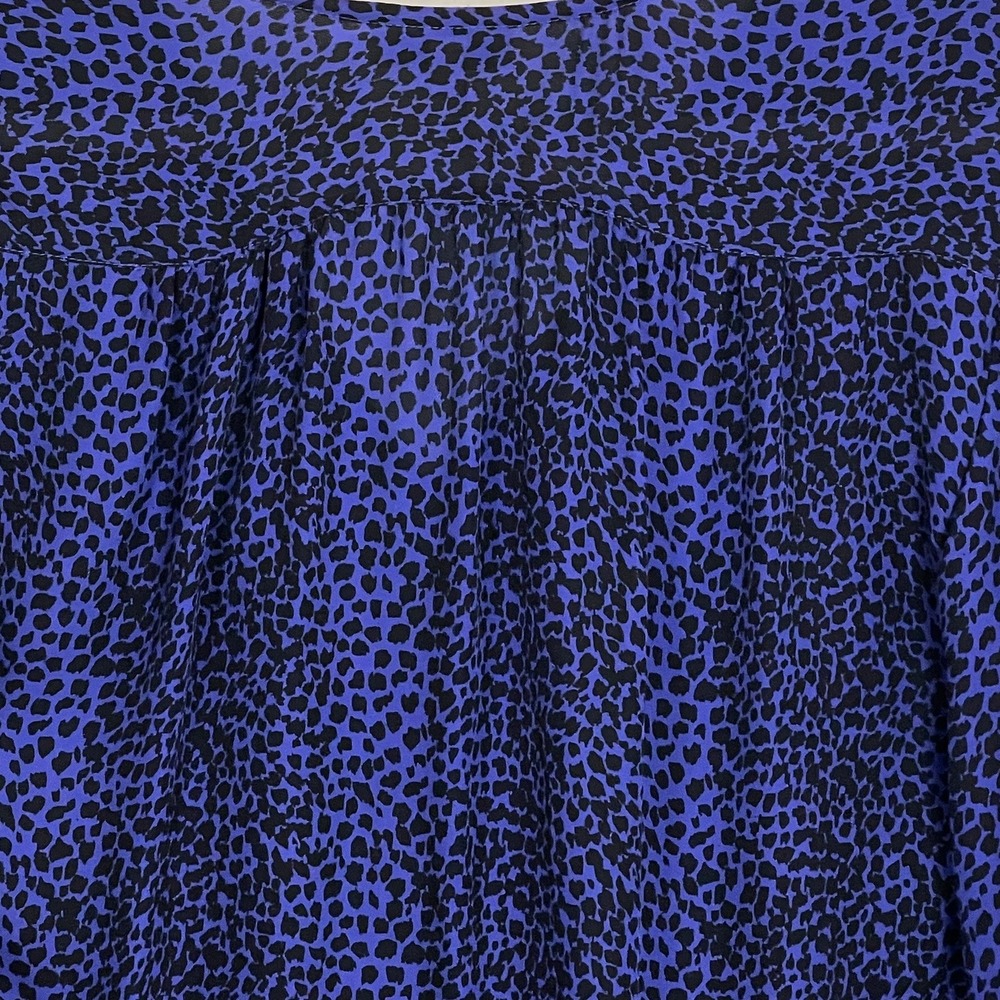 Joie XS Silk Leopard Print Blouse Purple Black V-Neck 3/4 Sleeve - Picture 9 of 14